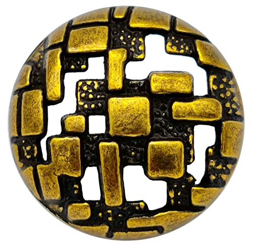 Goldgöre 5 Metall Knöpfe gold schwarz durchbrochen 23 mm mit Öse zum Annähen von Goldgöre
