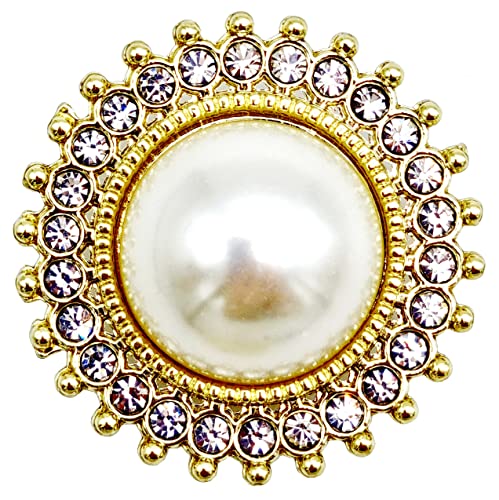 Goldgöre 5 Metall Knöpfe golden 25 mm mit Perle und Strass mit Öse zum Annähen Goldgöre 5 Metall Knöpfe golden 25 mm mit Perle und Strass mit Öse zum Annähen von Goldgöre
