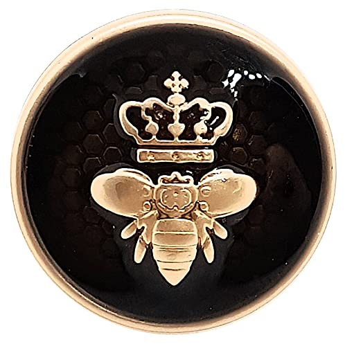 Goldgöre 5 Metall Knöpfe schwarz gold mit Biene mit Öse zum Annähen 23 mm von Goldgöre