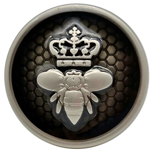 Goldgöre 5 Metall Knöpfe schwarz silber mit Biene mit Öse zum Annähen 23 mm von Goldgöre