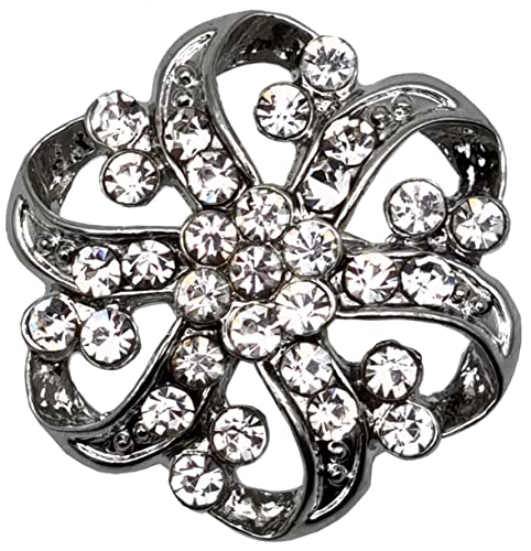 Goldgöre 5 Metall Knöpfe silbern mit Strass 25 mm mit Öse zum Annähen von Goldgöre