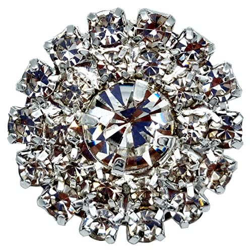 Goldgöre 5 Metall Knöpfe silbern mit weißem Strass 20 mm und Öse zum Annähen Goldgöre 5 Metall Knöpfe silbern mit weißem Strass 20 mm und Öse zum Annähen von Goldgöre