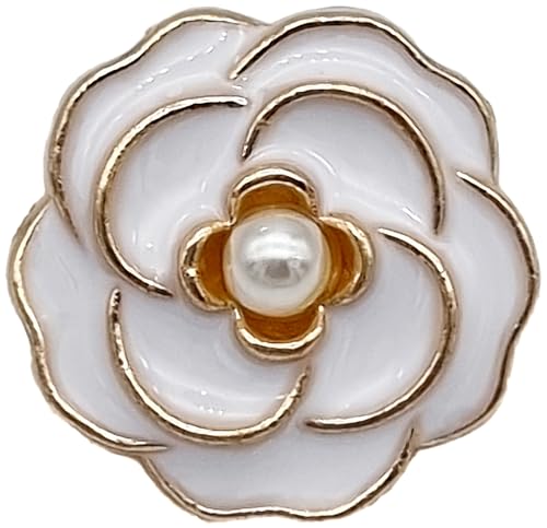 Goldgöre 5 Metall Knöpfe weiß gold 23 mm mit Perle mit Öse zum Annähen Goldgöre 5 Metall Knöpfe weiß gold 23 mm mit Perle mit Öse zum Annähen von Goldgöre