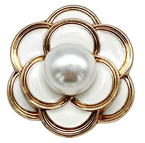 Goldgöre 5 Metall Knöpfe weiß gold 25 mm mit Perle mit Öse Blume zum Annähen Goldgöre 5 Metall Knöpfe weiß gold 25 mm mit Perle mit Öse Blume zum Annähen von Goldgöre