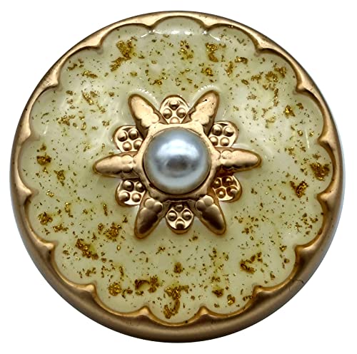Goldgöre 5 Metall Knöpfe weiß golden 25 mm mit Perle mit Öse zum Annähen Goldgöre 5 Metall Knöpfe weiß golden 25 mm mit Perle mit Öse zum Annähen von Goldgöre