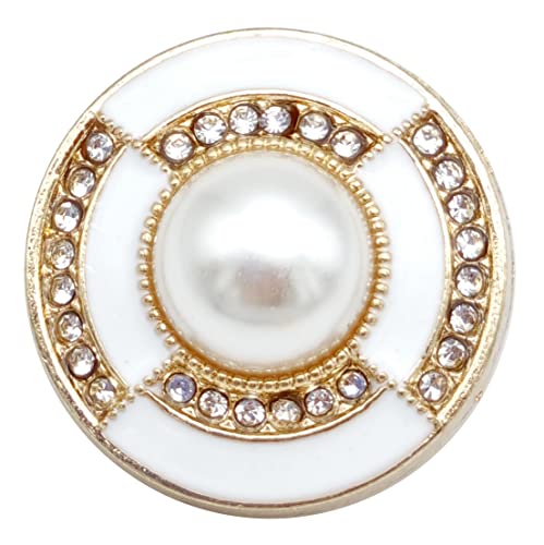 Goldgöre 5 Metall Strass Knöpfe gold weiß mit Perle mit Öse zum Annähen 23 mm Goldgöre 5 Metall Strass Knöpfe gold weiß mit Perle mit Öse zum Annähen 23 mm von Goldgöre