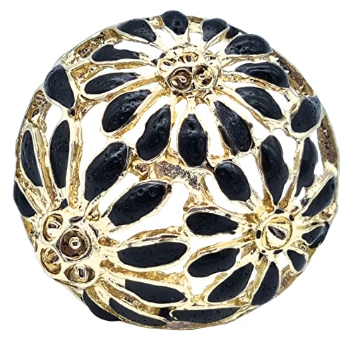 Goldgöre 5 goldene Metall Knöpfe mit Steinen in schwarz durchbrochen 25 mm von Goldgöre