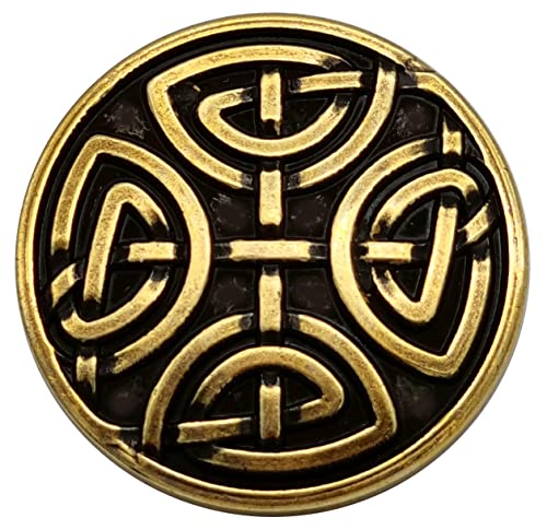 Goldgöre 5 keltische Knöpfe aus Metall golden 25 mm mit Öse zum Annähen von Goldgöre