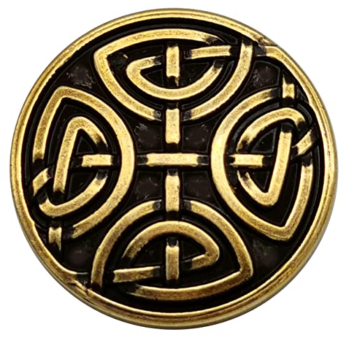 Goldgöre 5 keltische Knöpfe aus Metall golden 25 mm mit Öse zum Annähen von Goldgöre