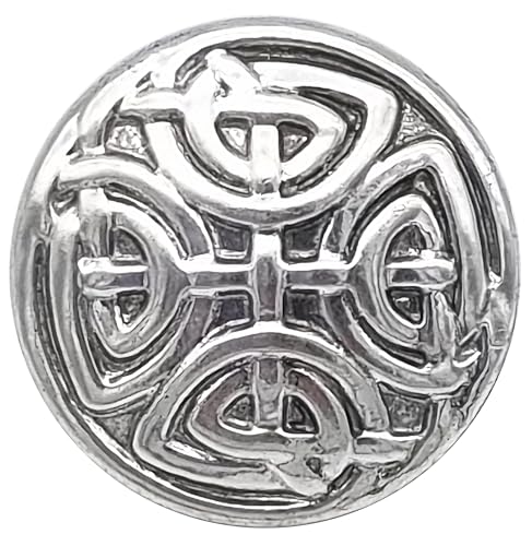 Goldgöre 5 keltische Knöpfe aus Metall silbern 25 mm mit Öse zum Annähen für Kleidung und Accessoires von Goldgöre