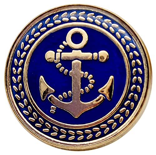 Goldgöre 5 maritime Metall Knöpfe blau gold mit Anker mit Öse zum Annähen 25 mm von Goldgöre
