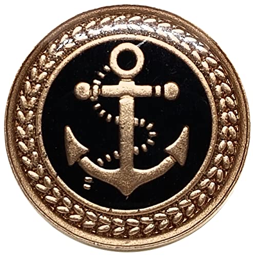 Goldgöre 5 maritime Metall Knöpfe schwarz gold mit Anker mit Öse zum Annähen 20 mm von Goldgöre