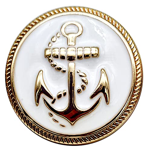 Goldgöre 5 maritime Metall Knöpfe weiß gold mit Anker mit Öse zum Annähen 25 mm Goldgöre 5 maritime Metall Knöpfe weiß gold mit Anker mit Öse zum Annähen 25 mm von Goldgöre