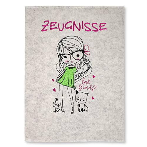 Goldi-Design Zeugnismappe Mädchen mit Katze weiß 100% Wollfilzumschlag und Sichtbuch DIN A4 mit 20 Hüllen Goldi-Design Zeugnismappe Mädchen mit Katze weiß 100% Wollfilzumschlag und Sichtbuch DIN A4 mit 20 Hüllen von Goldi-Design