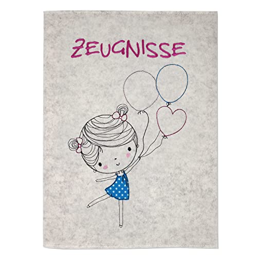 Goldi-Design Zeugnismappe Mädchen mit Luftballons 100% Wollfilzumschlag und Sichtbuch DIN A4 mit 20 Hüllen Goldi-Design Zeugnismappe Mädchen mit Luftballons 100% Wollfilzumschlag und Sichtbuch DIN A4 mit 20 Hüllen von Goldi-Design