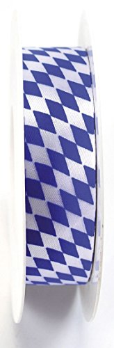 Zier Acetatband - 25 mm x 25 m, Raute, weiß/blau Zier Acetatband - 25 mm x 25 m, Raute, weiß/blau von Goldina Loy