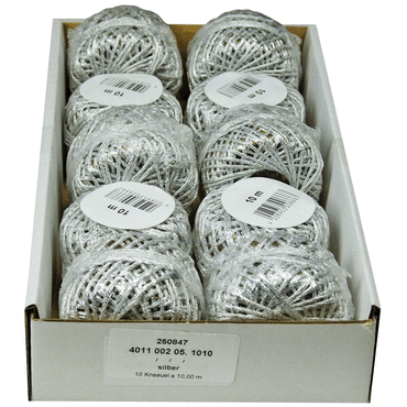 10 x Goldina Cordonettkordel - 2 mm x 10 m silber. von Goldina