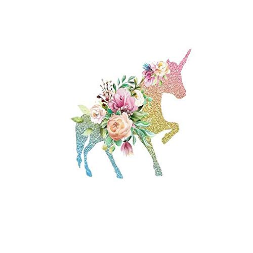 Goldkindzauber DIY Aufbuegler Patch Sticker Applikation Einhorn Pferd Blumen Aufnaeher Kleidung Patches Zum Aufbügeln von Goldkindzauber