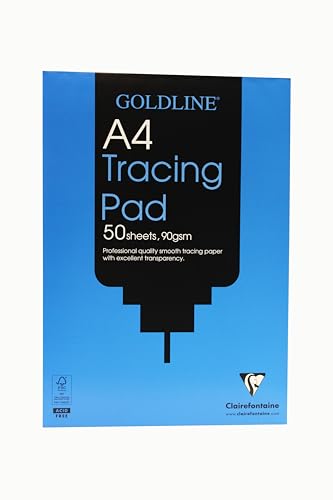 Clairefontaine GPT1A4Z - Block Goldline geleimt, Transparentpapier DIN A4, 90g, 50 Blatt, sehr stabil, ideal für technischen Zeichnung und Kunstprojekte, 1 Stück von Goldline