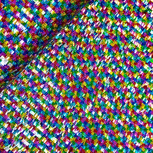 (16,90/m) Stoff Pailletten Regenbogen elastisch Meterware Paillettenstoff bunt von Goldschmidt