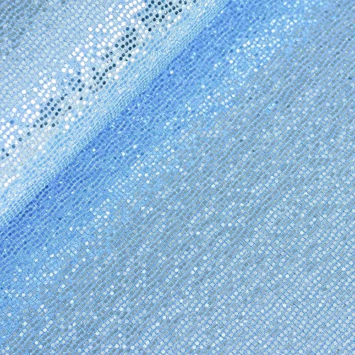 (18,44/m2) Stoff Pailletten elastisch | Paillettenstoff zum Nähen | Glitzerstoff Fasching Karneval Meterware hellblau von Goldschmidt