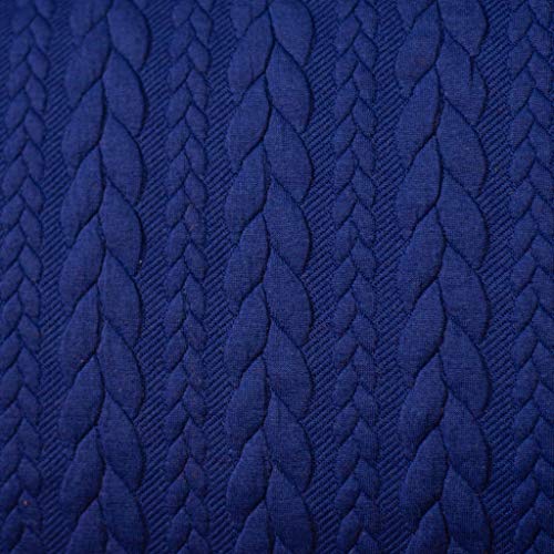 12,90 /m Stoff Cably Zopfmuster | Strickstoff zum Nähen | Jerseyjacquard Meterware | Bekleidungsstoff (blau) von Goldschmidt