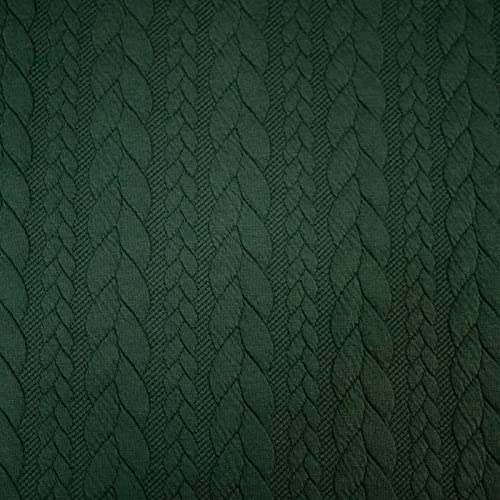 12,90 /m Stoff Cably Zopfmuster | Strickstoff zum Nähen | Jerseyjacquard Meterware | Bekleidungsstoff (dunkelgrün) von Goldschmidt