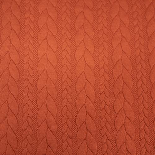 12,90 /m Stoff Cably Zopfmuster | Strickstoff zum Nähen | Jerseyjacquard Meterware | Bekleidungsstoff (terracotta/orange) von Goldschmidt