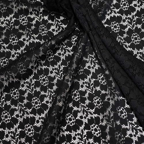 Spitze elastisch schwarz Meterware | Zum Nähen von Bodys Dirndlblusen und mehr | Spitzenstoff mit stretch von Goldschmidt