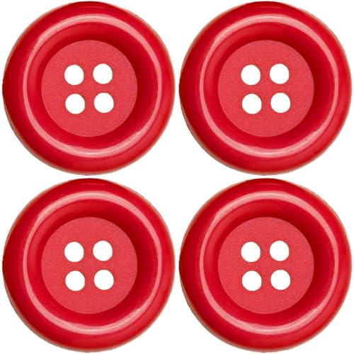 XL-Knöpfe 5cm 4 Stk | Große Knöpfe für Fasching Kostüme Karneval | Clown XXL (rot) von Goldschmidt