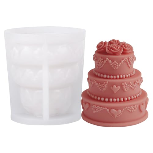 Goldyida 3D Kerzenform Gießformen Kuchenform Kerzenform Rosen Silikonform 3D Silikonform Kerzen für Kerze machen Seifen Polymer-Ton Home Dekoration Valentinstag Geschenke (B) von Goldyida