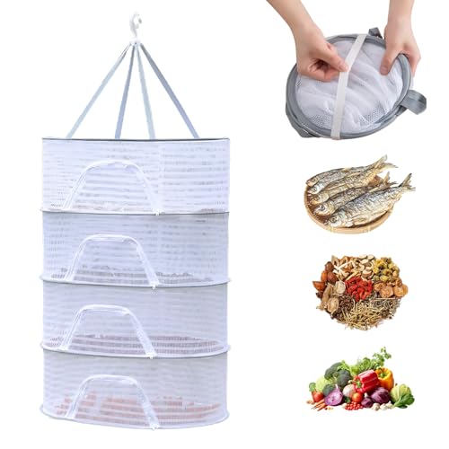 Golgner 4 Lagiges Mesh Trockennetz, Trockennetz Kräuter, HäNgendes Trockennetz, Kräutertrockner Hängend, Faltbarer mit Reißverschluss und Haken, für Samen Fisch Gemüse Obst Kräuter Golgner 4 Lagiges Mesh Trockennetz, Trockennetz Kräuter, HäNgendes Trockennetz, Kräutertrockner Hängend, Faltbarer mit Reißverschluss und Haken, für Samen Fisch Gemüse Obst Kräuter von Golgner