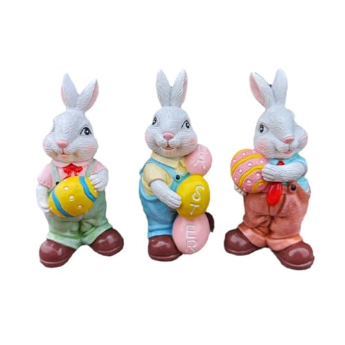 Goloxou Osterhasen Dekor Realistische Hasenfiguren Kaninchen Dekorationen für Den Frühling Zuhause Innenbereich Büro (3Pcs) von Goloxou