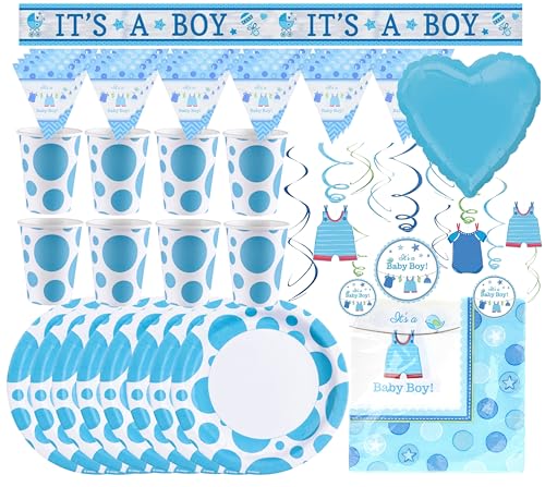 Babyparty-Set - It's a Boy (47-teilig) Es ist ein Junge Babypinkeln Gender Reveal Party von Gomazing