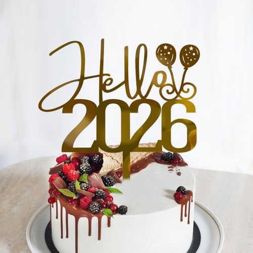 Tortenaufsatz "Happy New Year" 2026, Winter-Weihnachtsfeiertag, Kuchendekoration, Hallo 2026, Silvester, Weihnachten, Frohe Feiertage, Party-Dekorationen (Design 4) von Gonasng