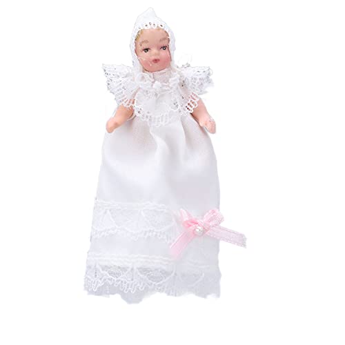 Gonetre Mini-Keramik-Babypuppe, Bewegliche Miniatur-Babypuppe mit Kleid, Puppenhaus-Zubehör für Kinderspielzeug Gonetre Mini-Keramik-Babypuppe, Bewegliche Miniatur-Babypuppe mit Kleid, Puppenhaus-Zubehör für Kinderspielzeug von Gonetre