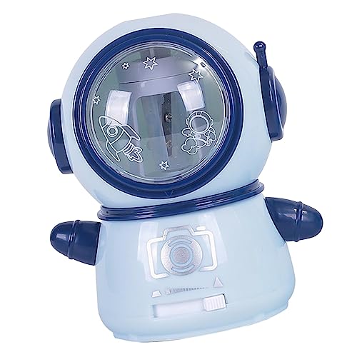 Spaceman Bleistiftschärfer Cartoon Niedlich Sicherer Flexibler Elektrischer Bleistiftspitzer für Klassenzimmer Home Plastik Edelstahl (Hellblau) von Gonetre
