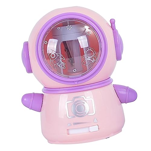 Spaceman Bleistiftschärfer Cartoon Niedlich Sicherer Flexibler Elektrischer Bleistiftspitzer für Klassenzimmer Home Plastik Edelstahl (Rosa) von Gonetre