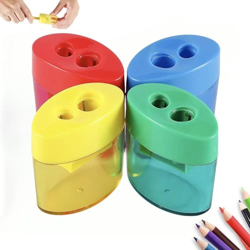 Einzelner Bleistiftspitzer, Handspitzer, Doppellöcher, individueller Bleistiftspitzer mit Behälter, 4 Farben, manueller Spitzer mit Deckel, kompaktes Graphit-Rasierwerkzeug für Klassenzimmer, Zuhause von Gonggi