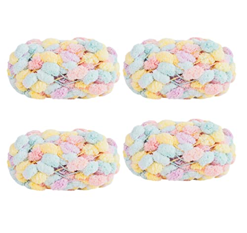 4 Knäuel Pomp-A-Doodle-Garn, 100% Polyester, Jelly Bean, Pompon, Knäuel zum Häkeln, Stricken, Decken, Matte, Haustiernest, 600 g (Macaron) von Gongxue