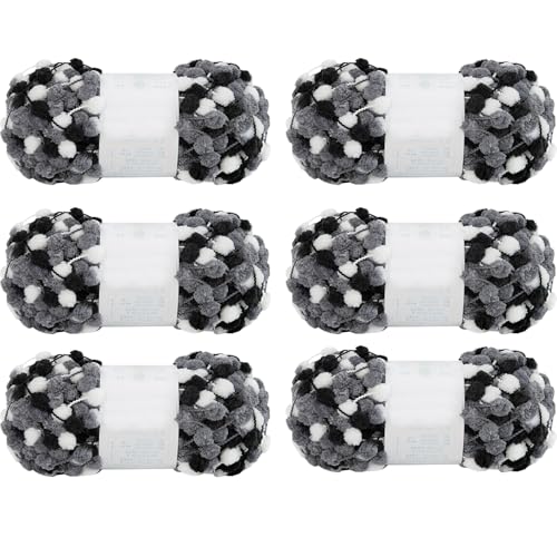 6 Knäuel Pomp-A-Doodle-Garn, 100 % Polyester, Jelly Bean, kleines POM-POM, Knäuel zum Häkeln, Stricken, Decken, Matte, Haustiernest, 600 g (niedlicher Panda, L) von Gongxue