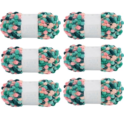 6 Knäuel Pomp-A-Doodle-Garn, 100 % Polyester, Jelly Bean, kleines Pompon-Garn zum Häkeln, Stricken, Decken, Matte, Haustiernest, 600 g (Flying Dream, L) von Gongxue