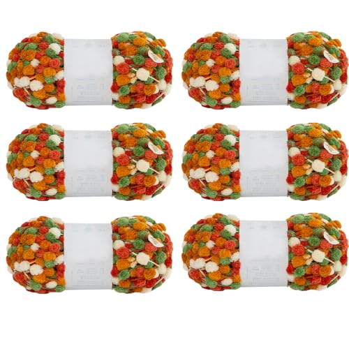 6 Knäuel Pomp-A-Doodle-Garn, 100 % Polyester, Jelly Bean, kleines Pompon-Garn zum Häkeln, Stricken, Decken, Matte, Haustiernest, 600 g (Golden Wheat, L) von Gongxue