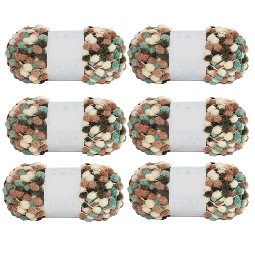 6 Knäuel Pomp-A-Doodle-Garn, 100 % Polyester, Jelly Bean, kleines Pompon-Garn zum Häkeln, Stricken, Decken, Matte, Haustiernest, 600 g (Island Love, L) von Gongxue