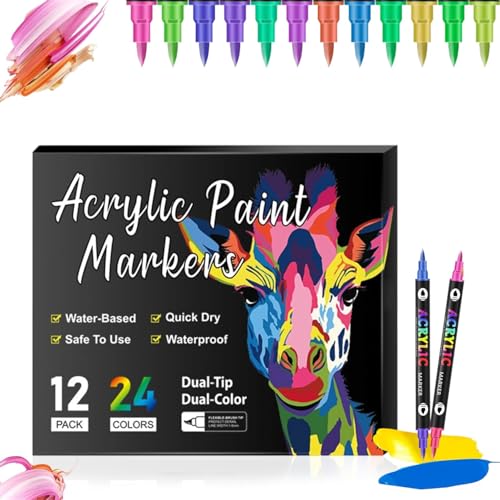 Beyonddraw Acrylfarben-Marker mit Doppelspitze, 24 / 48 / 72 / 96 / 120 / 168 Farben, Acryl-Marker für Holz, Leinwand, Steinmalerei, Glas, Keramikoberflächen, Bastelarbeiten, Kunstbedarf (12 Stück, 24 Beyonddraw Acrylfarben-Marker mit Doppelspitze, 24 / 48 / 72 / 96 / 120 / 168 Farben, Acryl-Marker für Holz, Leinwand, Steinmalerei, Glas, Keramikoberflächen, Bastelarbeiten, Kunstbedarf (12 Stück, 24 von Goniome