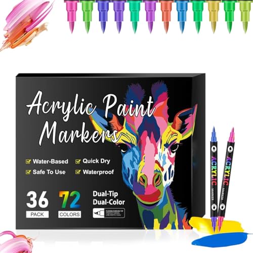 Beyonddraw Acrylfarben-Marker mit Doppelspitze, 24 / 48 / 72 / 96 / 120 / 168 Farben, Acryl-Marker für Holz, Leinwand, Steinmalerei, Glas, Keramikoberflächen, Bastelbedarf, 36 Stück, 72 Farben Beyonddraw Acrylfarben-Marker mit Doppelspitze, 24 / 48 / 72 / 96 / 120 / 168 Farben, Acryl-Marker für Holz, Leinwand, Steinmalerei, Glas, Keramikoberflächen, Bastelbedarf, 36 Stück, 72 Farben von Goniome