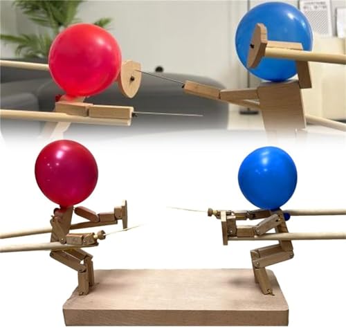 Goniome Balloon Bamboo Man Battle, Holz-Bots-Kampfspiel für 2 Spieler, rasanter Ballonkampf, Holzkämpfer mit Ballonkopf, Partyspiele für Erwachsene für Gruppen (30cmx3mm) von Goniome