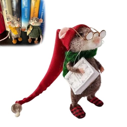Goniome Niedliche Nadelfilzmaus, 2025 Weihnachts-Maus-Ornament, Handgefertigte Nadelfilz-Mäuse-Dekorationen, Niedliche Filz-Mäuse-Figur, Nadelfilz-Maus-Puppen-Dekorationen (Typ B) von Goniome