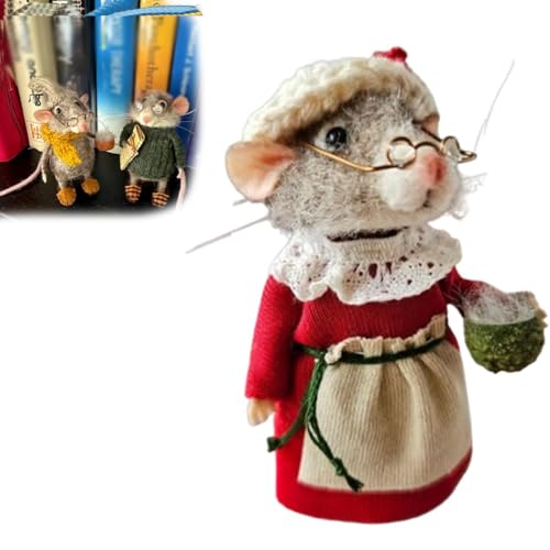 Niedliche Nadelfilzmaus, 2025 Weihnachts-Maus-Ornament, handgefertigte Nadelfilz-Mäuse-Dekorationen, niedliche Filz-Mäuse-Figur, Nadelfilz-Maus-Puppen-Dekorationen (Typ C) von Goniome