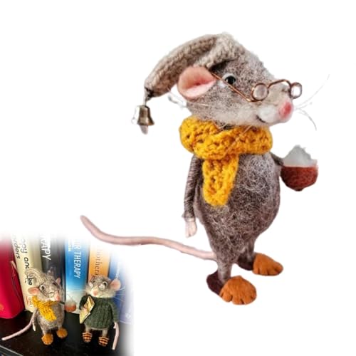 Goniome Niedliche Nadelfilzmaus, 2025 Weihnachts-Maus-Ornament, Handgefertigte Nadelfilz-Mäuse-Dekorationen, Niedliche Filz-Mäuse-Figur, Nadelfilz-Maus-Puppen-Dekorationen (Typ E) von Goniome